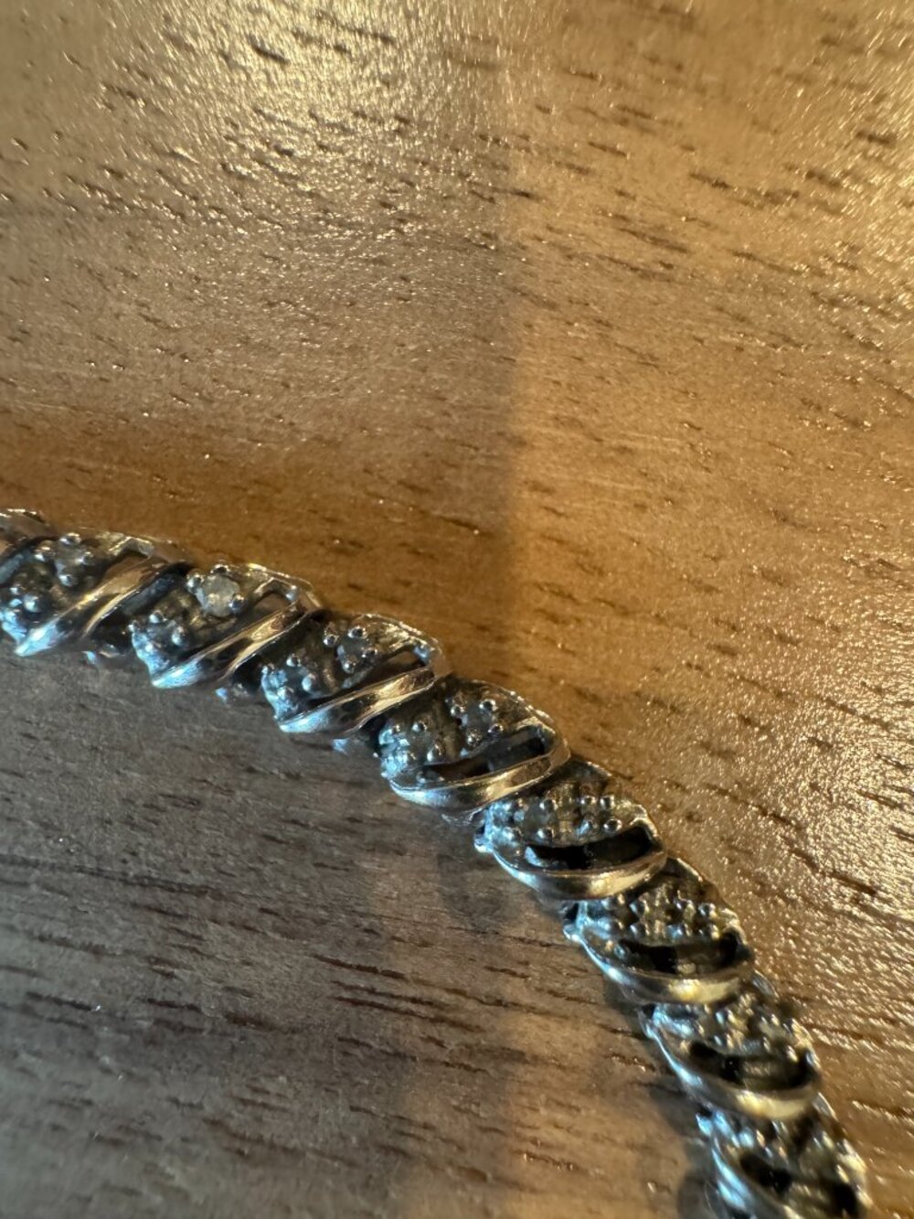 IND 925 Sterling Silver Diamond Accent Bracelet 7.5"- 1/2 carat in chips - Picture 7 of 9